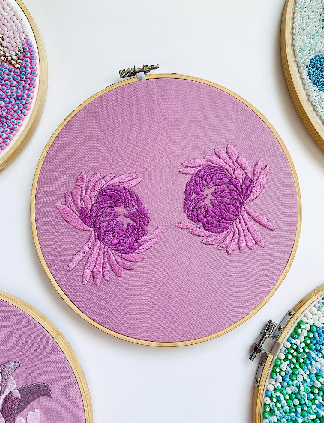 Botanical Embroidery Embroidered Home Decor Embroidered Etsy