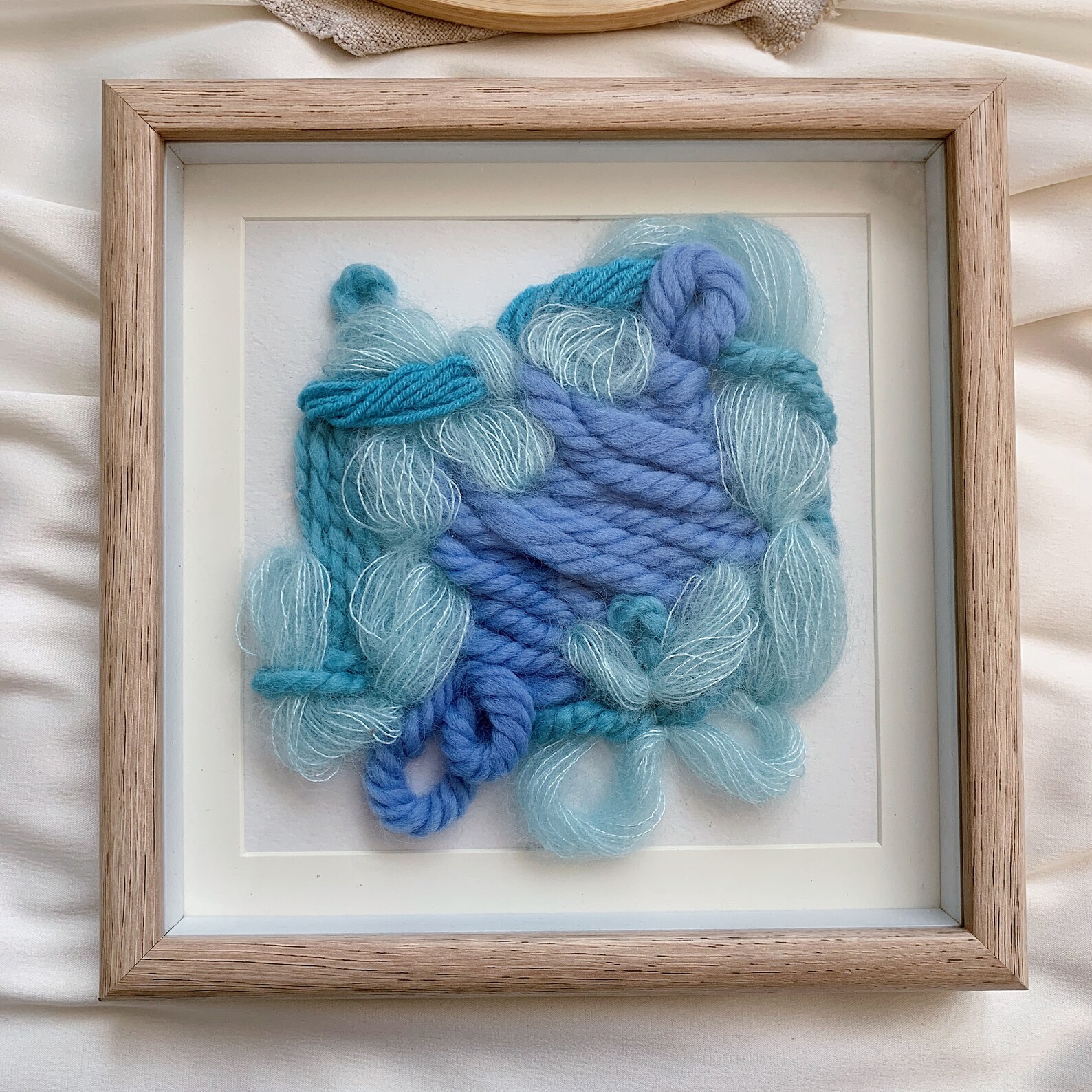 Abstract embroidery Framed Yarn embroidery Textured Etsy