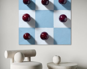 Bubble Painting on Checkerboard Background, 3D Textured Wall Art, Maximalist Abstract Canvas, Modern Geometric Art, Contemporary Home Decor