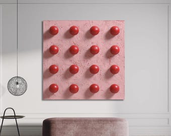 Pink and Red Bubble Painting, 3D Textured Wall Art, Minimalist Abstract Canvas, Modern Geometric Artwork, Contemporary Home Decor