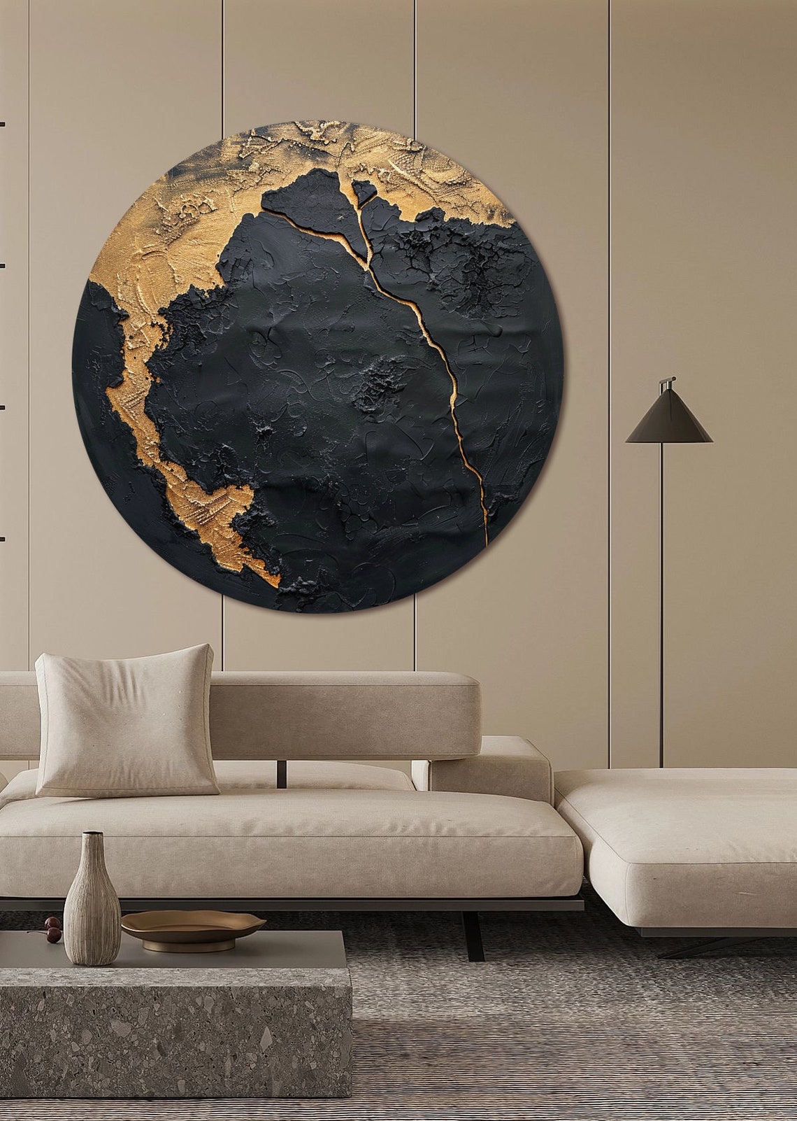 Large Black Gold Abstract Wall Art Wabi Sabi Wall Art Black and Gold ...