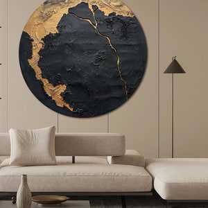 Large Black Gold Abstract Wall Art Wabi Sabi Wall Art Black and Gold ...