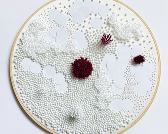 Large abstract embroidery art | Beaded embroidery | Maximalist home decor | Large beaded art | Women's birthday gift | Handmade gift for mom