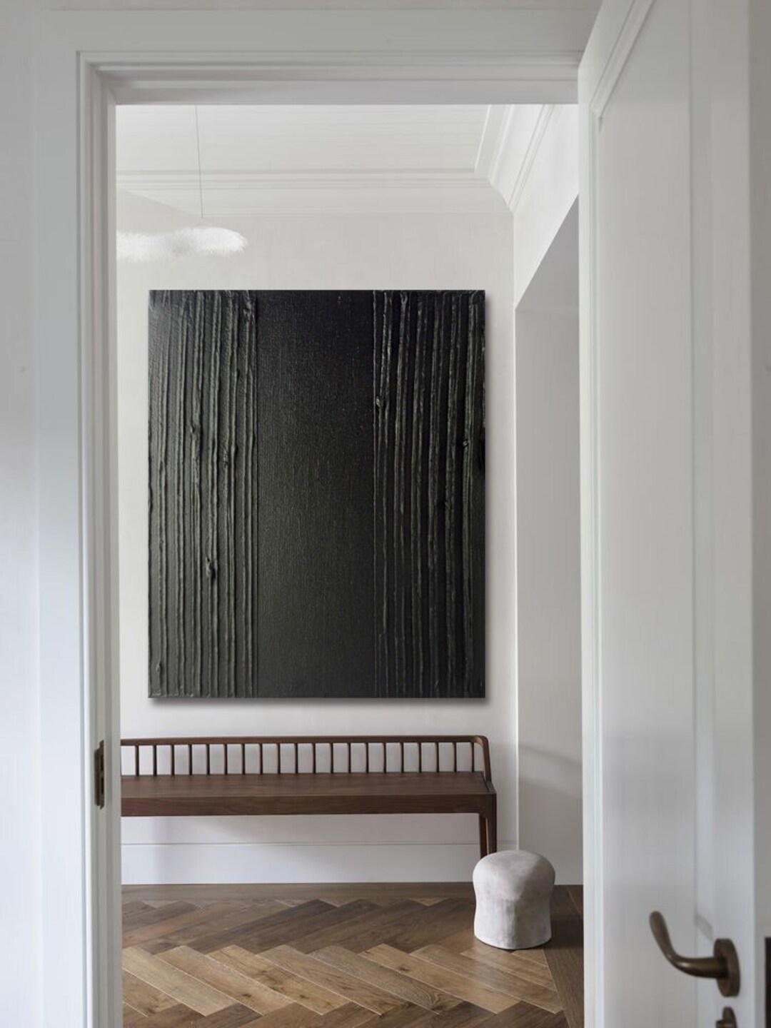 Large Black Abstract Art 3D Textured Painting Black Canvas Art Black ...