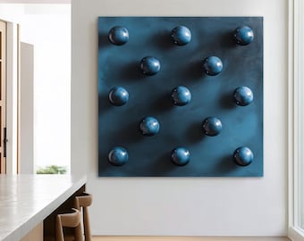 Blue Bubble Painting, 3D Textured Wall Art, Modern Abstract Canvas, Minimalist Geometric Artwork, Contemporary Home Decor