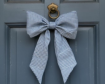 Laço grande de tecido xadrez, laço grande perfeito para cada estação, feito à mão. Laço elegante xadrez para porta. Laço para guirlanda. Laço extra grande personalizado. Decoração para festas. Laço xadrez.