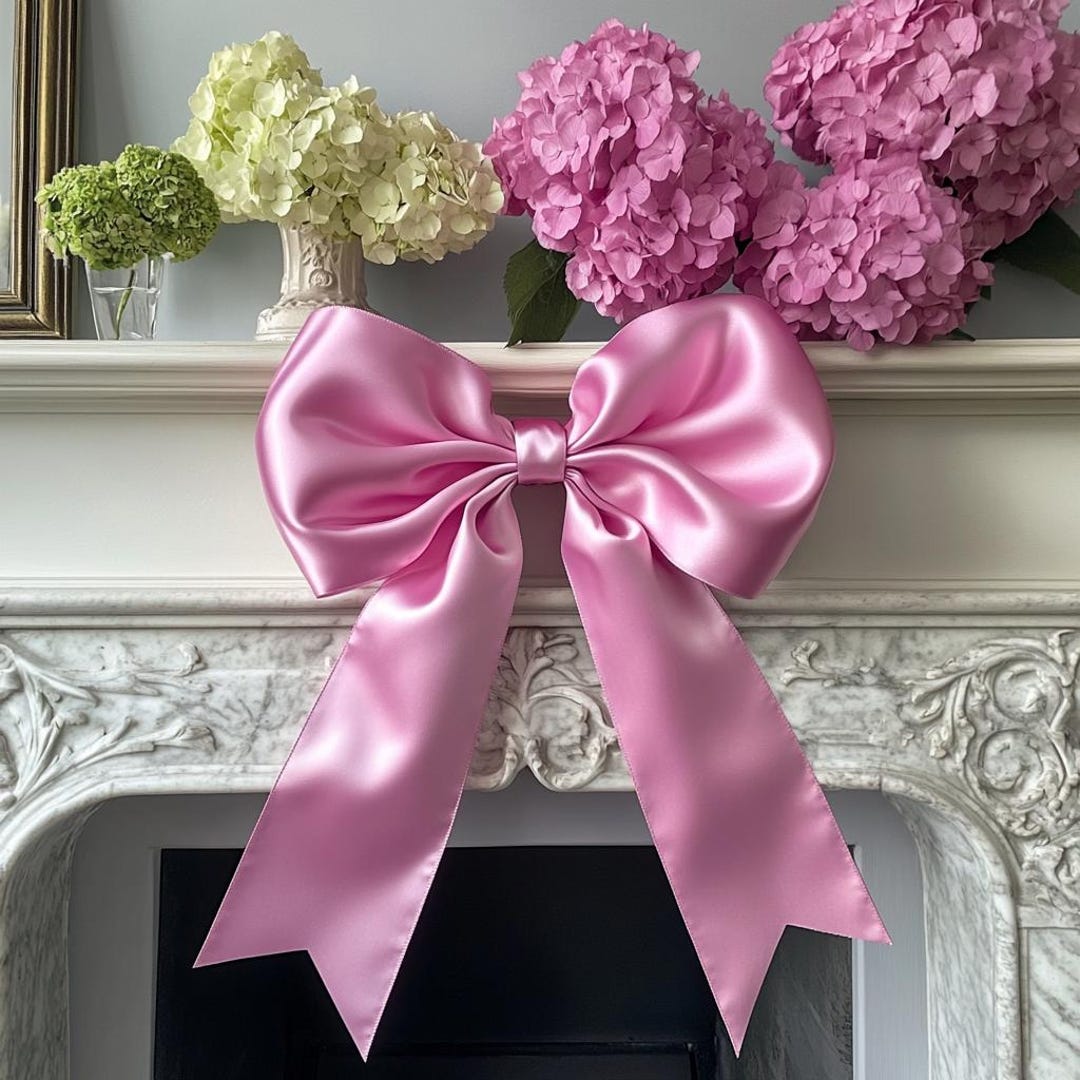 Pink Satin Bow Kids Room Wall Decor Nursery Wall Bow Large Bow Wall ...