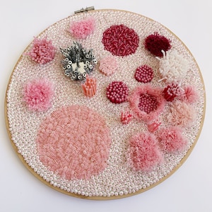 Unique beaded embroidery with long glass beads | Abstract embroidery | 3d wall decor | Sequins and beads embroidery
