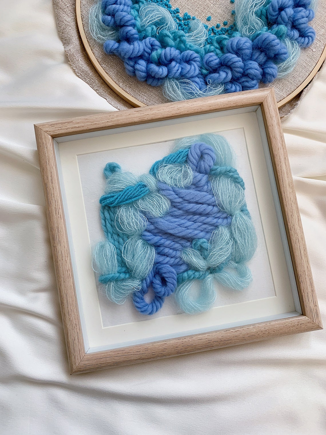 Abstract embroidery Framed Yarn embroidery Textured Etsy