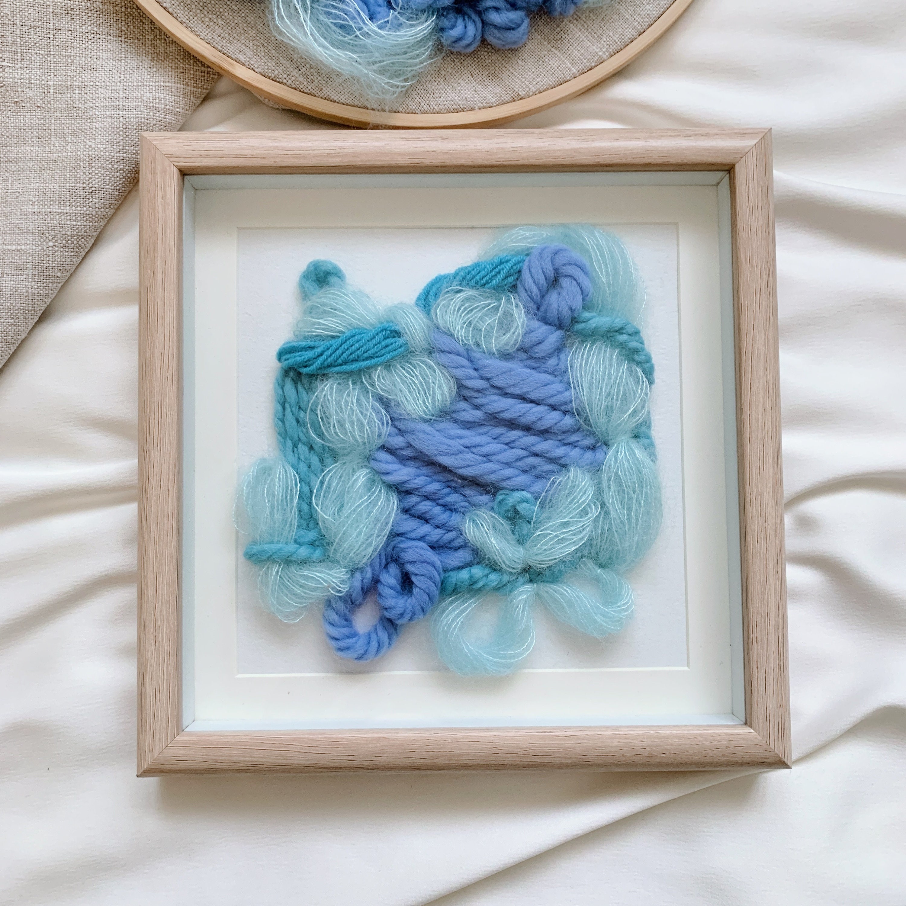 Abstract embroidery Framed Yarn embroidery Textured Etsy