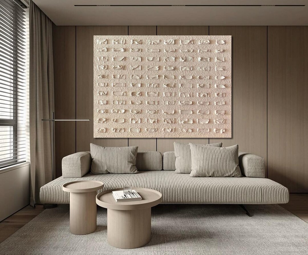 Soft Beige Wabi Sabi Art Large Minimalist Textured Art Modern 3D ...
