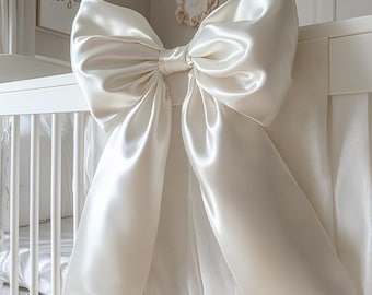 White satin bow Large wall bow Wedding and event fabric bow Bow decoration for wedding Kids room wall decor Baby girl room decor