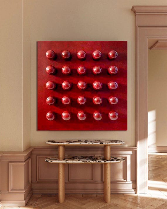 3D red wall art Modern abstract sculpture Contemporary red painting Luxury home decor Red Textured abstract art Handmade modern painting