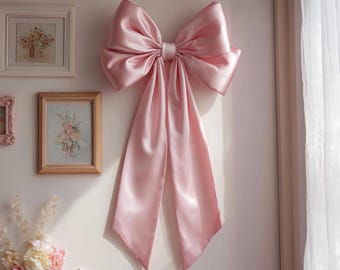 Double bow Pink bow baby shower Bow gender reveal Sweet baby girl bow decor Personalized bow decor Baby shower gift bow Pink ribbon bow