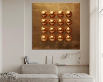 Luxury metallic textured home decor Minimalist 3D painting Contemporary gold art