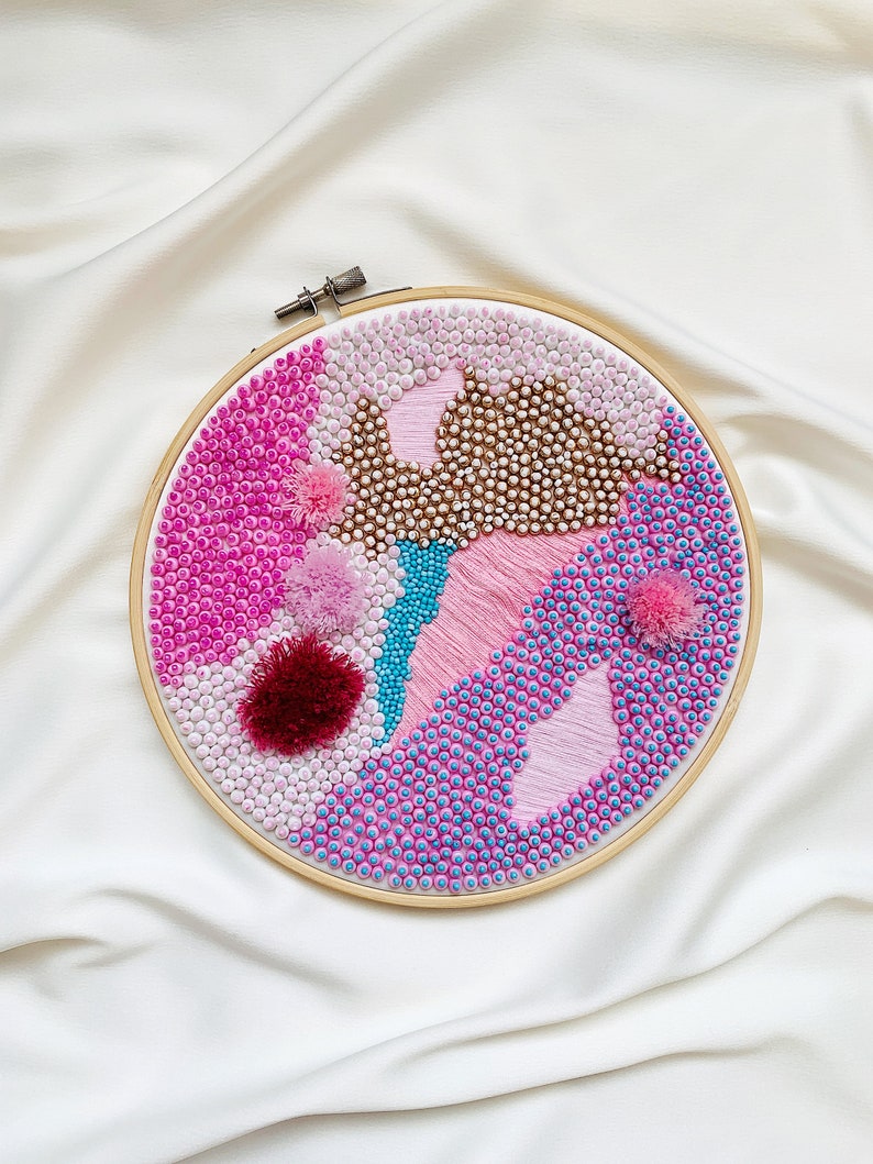 Abstract embroidery hoop art 3D beaded embroidery Modern Etsy