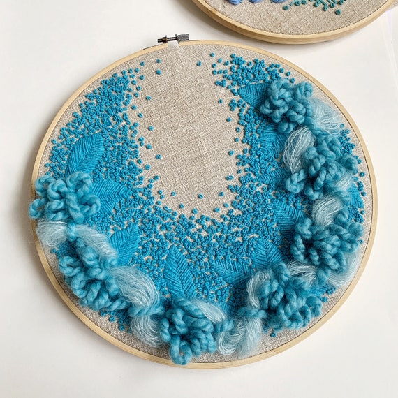 Embroidered Wall Hanging Sequins and Beads Embroidery Abstract Embroidery  Hoop Art 