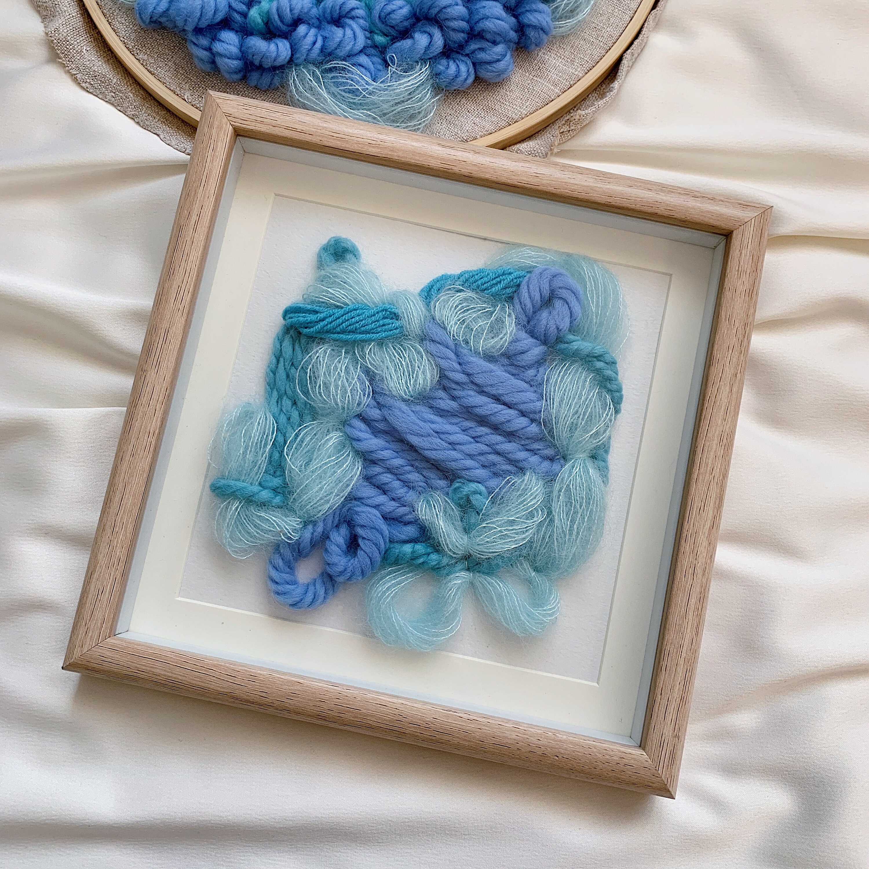 Abstract embroidery Framed Yarn embroidery Textured Etsy