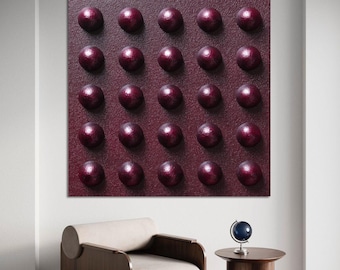 Burgundy 3D Textured Wall Art – Minimalist Geometric Abstract Painting – Sculptural Canvas for Modern Contemporary Interiors Bold color art