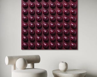 Burgundy 3D Bubble Wall Art, Textured Sphere Painting, Glossy Wine Red Abstract Artwork, Modern Statement Wall Decor, Luxury Wall Art