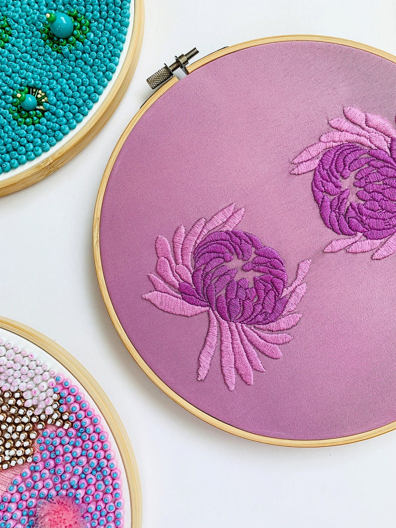 Botanical Embroidery Embroidered Home Decor Embroidered Etsy