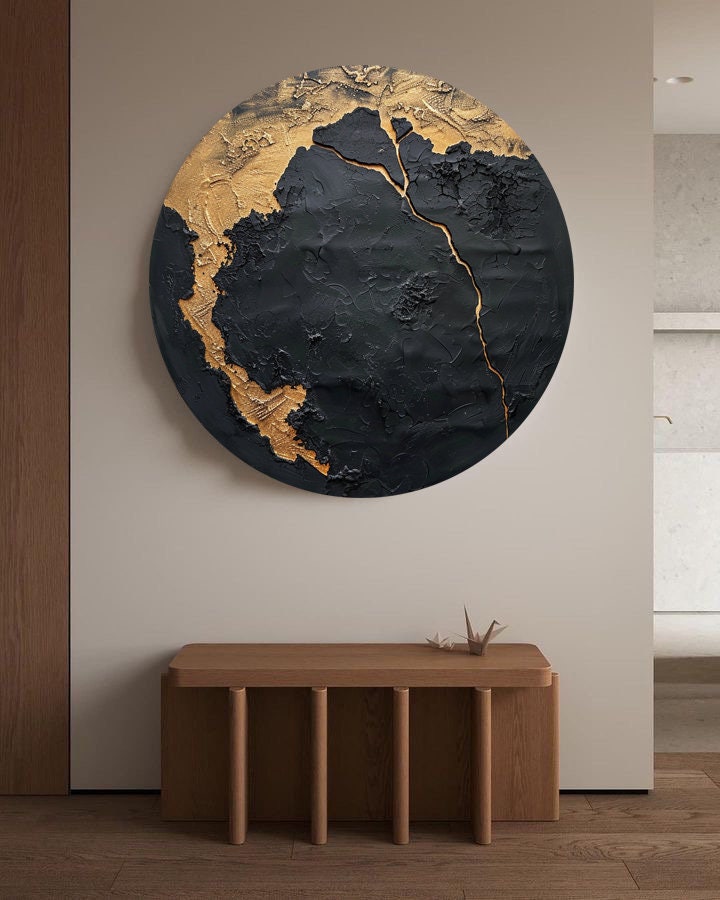 Large Black Gold Abstract Wall Art Wabi Sabi Wall Art Black and Gold ...