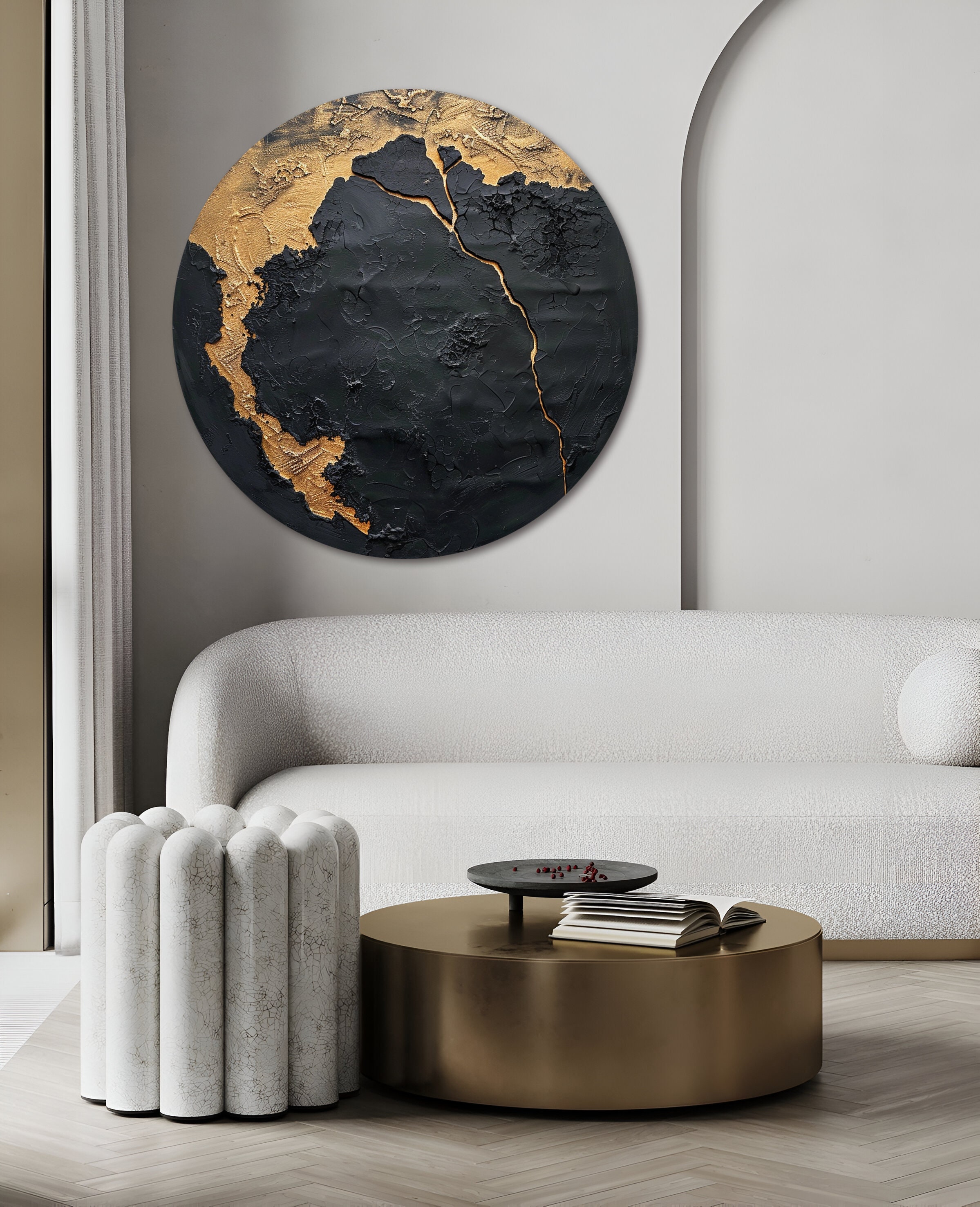 Large Black Gold Abstract Wall Art Wabi Sabi Wall Art Black and Gold ...