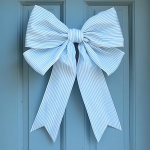 Blue Large Fabric Candy Stripe Bow Extra large bow Striped Cotton Bow Door Hanging Bow Giant Bow Outdoor Bow Extremely large bow Stripe Bow