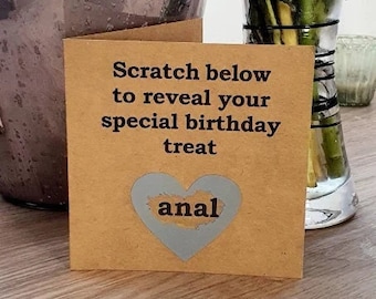 Naughty scratch and reveal Birthday card for boyfriend husband partner gay funny and rude LGBQT Recycled. eco-friendly card