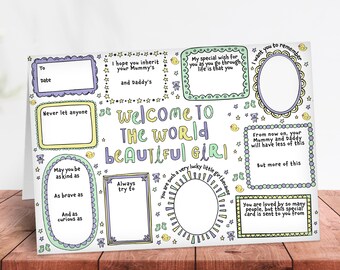 New baby card for girl newborn congratulations Keepsake fill in the blank special goddaughter niece granddaughter cousin welcome little one