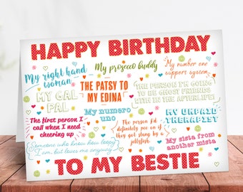 My Bestie Birthday Card for a special Friend - greetings for Partner in crime Soul Sister