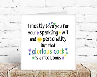 Funny rude Birthday / Anniversary Valentine's card boyfriend, husband partner gay LGBTQI naughty cheeky gift for him