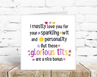 Funny rude Birthday / Anniversary Valentine's card girlfriend, wife partner gay lesbian LGBTQI naughty cheeky her
