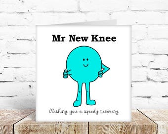 Funny Get Well Card knee joint replacement operation surgery friend dad brother uncle granddad son grandad colleague  thinking of you