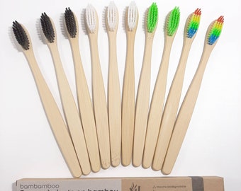 Lot de 10 brosse à dents personnalisable en bambou