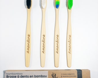 Lot de 4 brosse à dents personnalisable en bambou