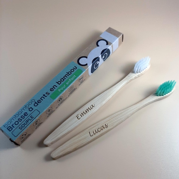 Brosse à dents pour enfant personnalisable en bambou