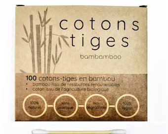 Cotons-tiges en bambou et coton bio (par 100)