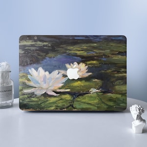 Oil Painting Lotus MacBook Case | Macbook Air Case | Protective Case For M2 Air 13 A2681 Air 13 A2337 Pro 13 14 16 Case 2023 2022 2021 2020