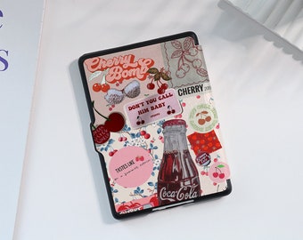 Cherry And Cola Cute Kindle Case personnalisé pour Paperwhite 1/2/3/4, Kindle 2019/2022, Kindle Paperwhite Cover, Kindle Case avec réveil/veille automatique