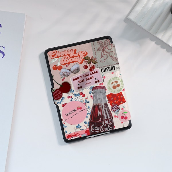 Cherry And Cola Cute Kindle Case Custom For Paperwhite 1/2/3/4, Kindle 2019/2022,Kindle Paperwhite Cover,Kindle Case With Auto Wake/Sleep