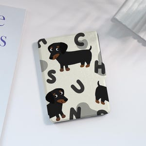 Capa Kindle com letra de cachorro preto fofa personalizada para Paperwhite 1/2/3/4, Kindle 2019/2022, capa Kindle Paperwhite, capa Kindle com ativação/repouso automático