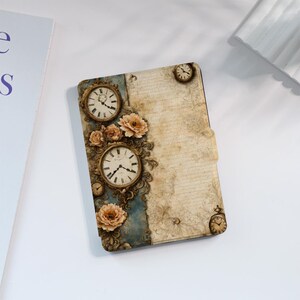 Custodia Kindle con orologio retrò personalizzata per Paperwhite 1/2/3/4, Kindle 2019/2022, custodia per Kindle Paperwhite, custodia per Kindle con accensione/spegnimento automatici