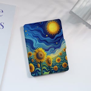 Custodia personalizzata con girasoli retrò per Paperwhite 1/2/3/4, Kindle 2019/2022, custodia per Kindle Paperwhite, custodia per Kindle con accensione/spegnimento automatici