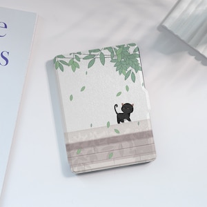 壁の上の黒い猫 Kindle ケース Paperwhite 1/2/3/4、Kindle 2019/2022、Kindle Paperwhite カバー、自動ウェイク/スリープ機能付き Kindle ケース用カスタム