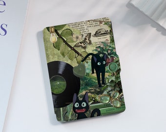 Green Black Cat Cute Kindle Case Custom For Paperwhite 1/2/3/4, Kindle 2019/2022, Kindle Paperwhite Cover, Kindle Case With Auto Wake/Sleep