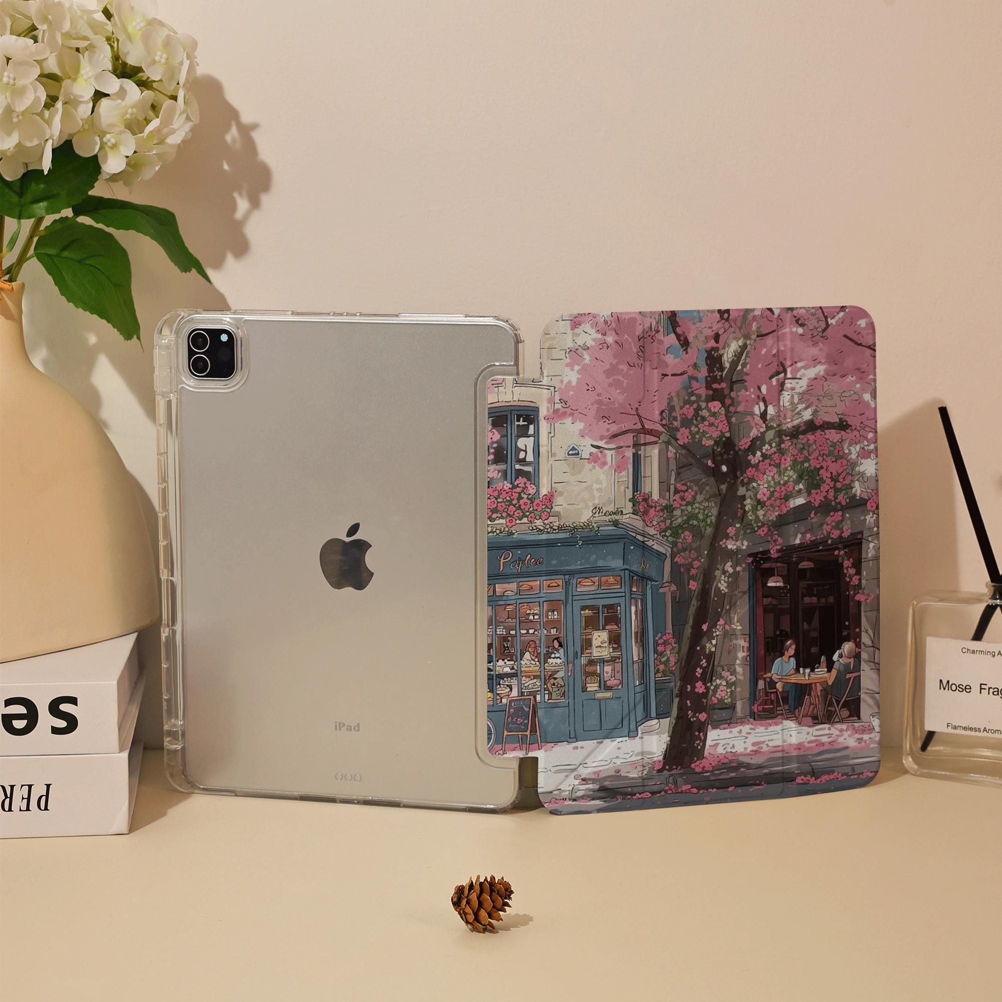 Sakura Cafe Cartoon iPad Case for iPad 11 2025,y+flip iPad Air 6/5