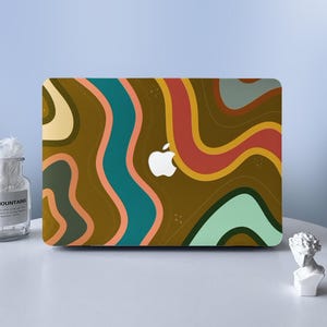Colorful  Line Brown MacBook Case Macbook Air Pro Case Protective Case For M2 Air 13 A2681 Air 13 A2337 Pro 13 14 16 Case 2023 2022 2021
