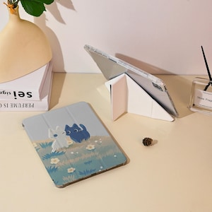 Two Kittens Cartoon iPad Case For iPad 11 2025,Y+Flip iPad Air 6/5/4 Pro 10.9“ 11” 12.9“ Case, iPad 9/8/7 Mini 7 6 5 4 Cover 2025/2024/2022