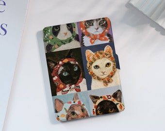 Étui pour Kindle coloré Art chaton personnalisé pour Paperwhite 1/2/3/4, Kindle 2019/2022, couverture Kindle Paperwhite, étui Kindle avec réveil/veille automatique